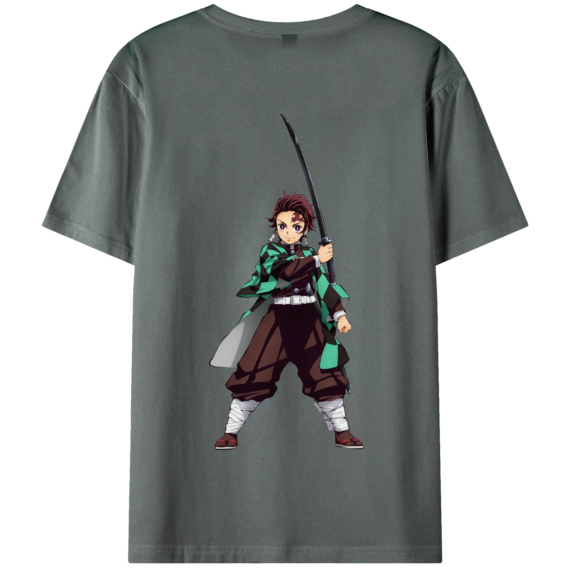 （画像用） 鬼滅の刃 竈門 炭治郎／かまど たんじろう Kamado Tanjirou 綿100％半袖Tシャツ（背面プリント）